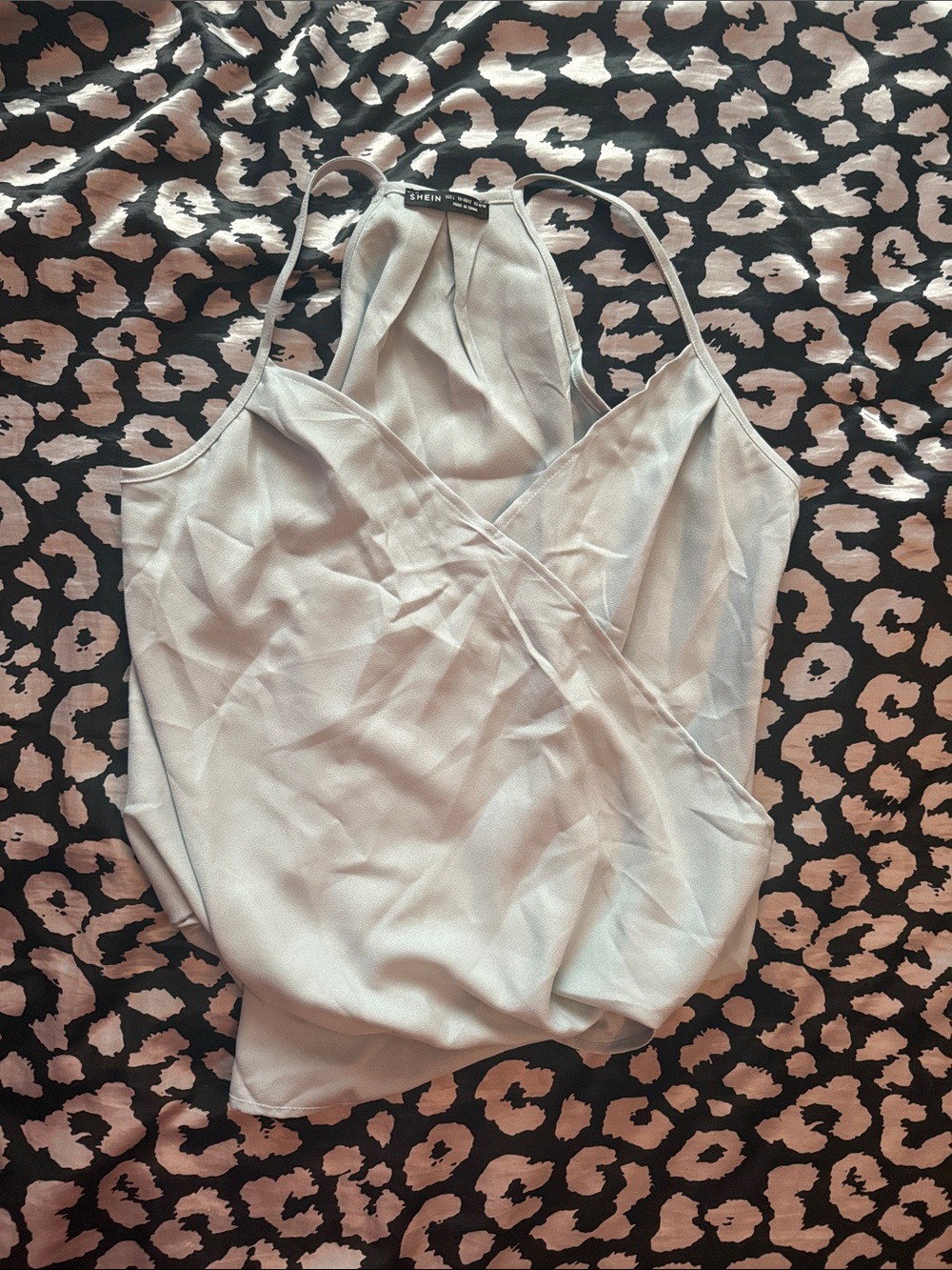 SHEIN Silver Satin Surplice Cami Top